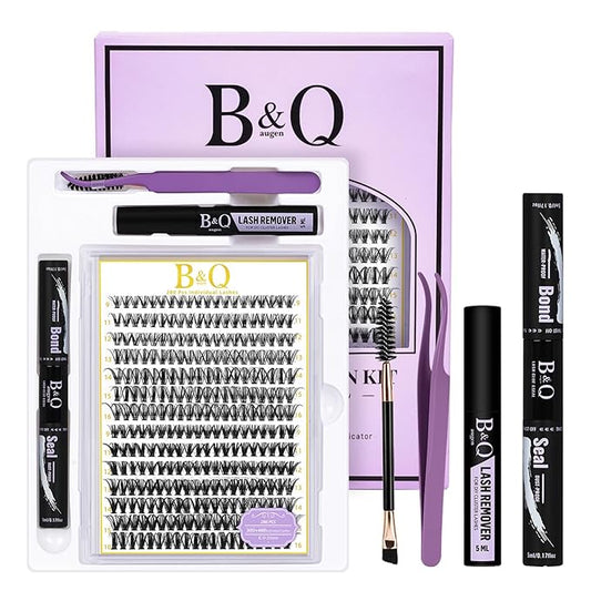 B&Q Lash Clusters Kit 280PCS Eyelash Clusters Kit,30D 40D C 9-16MIX Individual Lash Comfortable Eyelash Extension Set, Classic Look with Bond and Seal Waterproof, Remover DIY at Home(Set,30D40D-C)