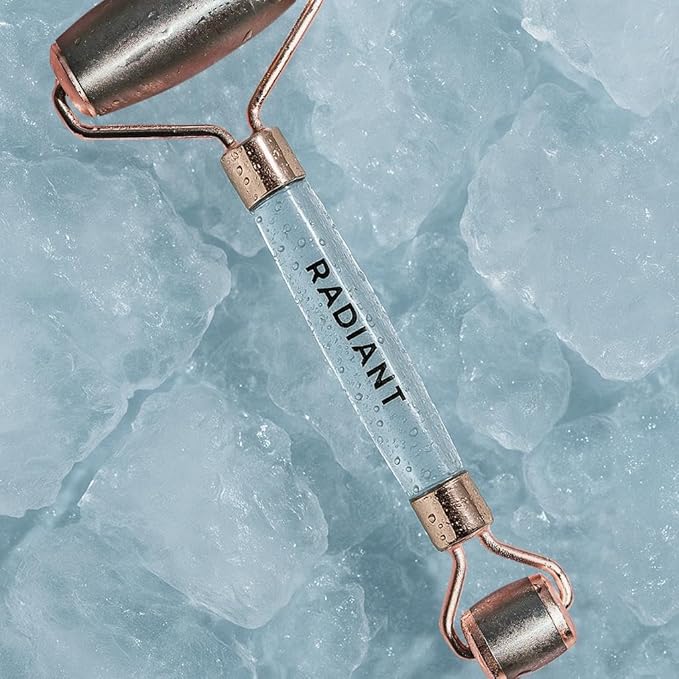 Ice Roller for Face, Dual-Head Stainless Steel, Rose Gold, Facial Massage Tool for Puffiness Reduction, Skin Tightening, Circulation