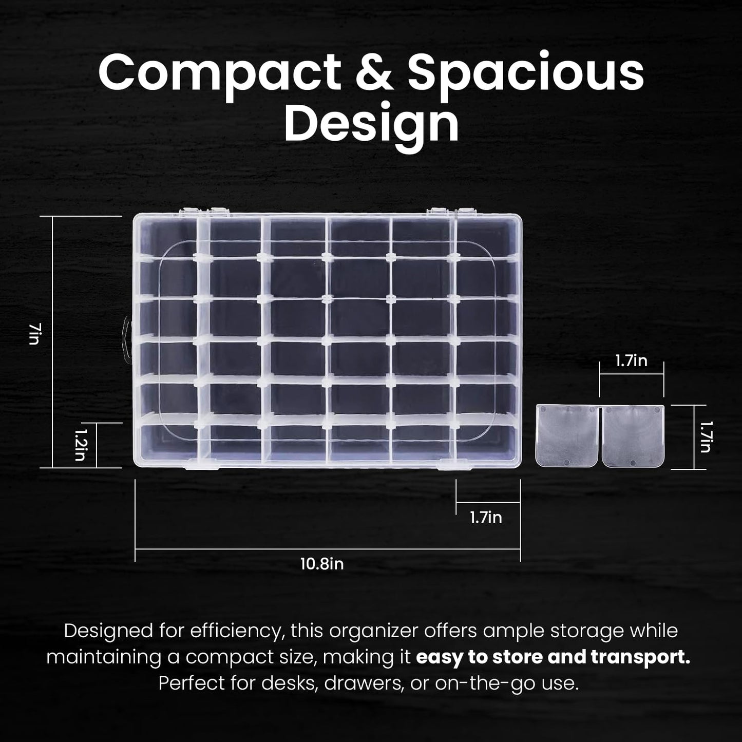Budreu 8pack 36 Grids Plastic Clear Organizer Box bead Storage Containers with Adjustable Dividers for Craft Jewelry Fishing Tackles Parts Storage with 8 Sheets Label Stickers