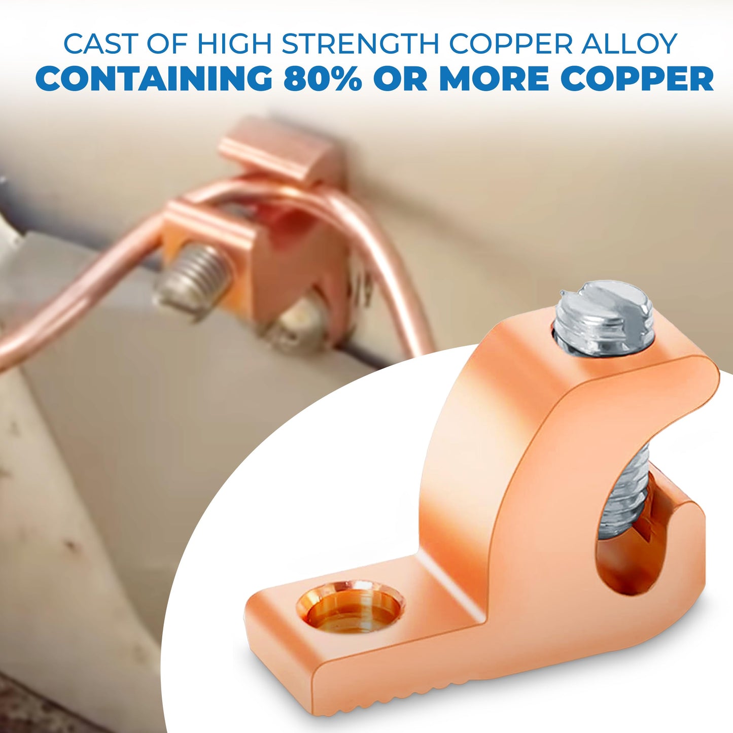 OHLECTRIC Lay-in Grounding Connectors (10-Pack) DB Direct Burial Pool Bonding Lugs, Copper Conductor Ground Wire Lugs for 4-14 AWG Wire Range, Conduits, Swimming Pools, Outdoor Electrical Grounding
