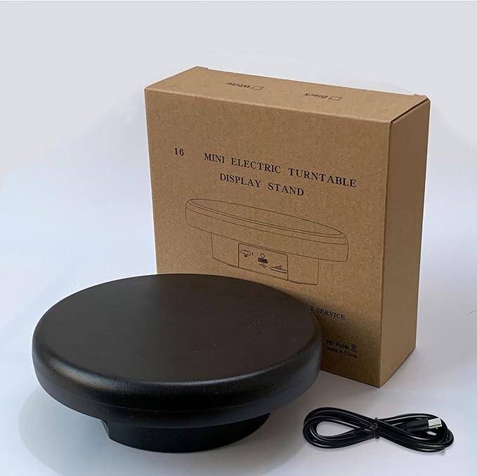 6.3 inch / 4.4LBS Load, 360 Degree Electronic Turntable Display Stand for Photography Products (16CM Black)
