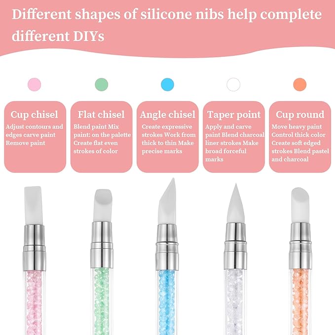 10Pcs Nail Art Brush Set, Nail Art Sculpture Pen Dual Tipped Silicone Nail Tools Acrylic Gel Nail Brush Crystal Handle Liner Brushes Rhinestone Nail Polish Carving Pen Nail Art Tools for Home Salon