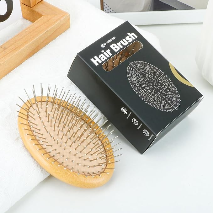 Metal Hair Brush for Scalp Massage & Hair Growth(No Handle), Natural Bamboo Mental Brush for Hair, Detangling Scalp Hairbrush for Women, Men & Kids