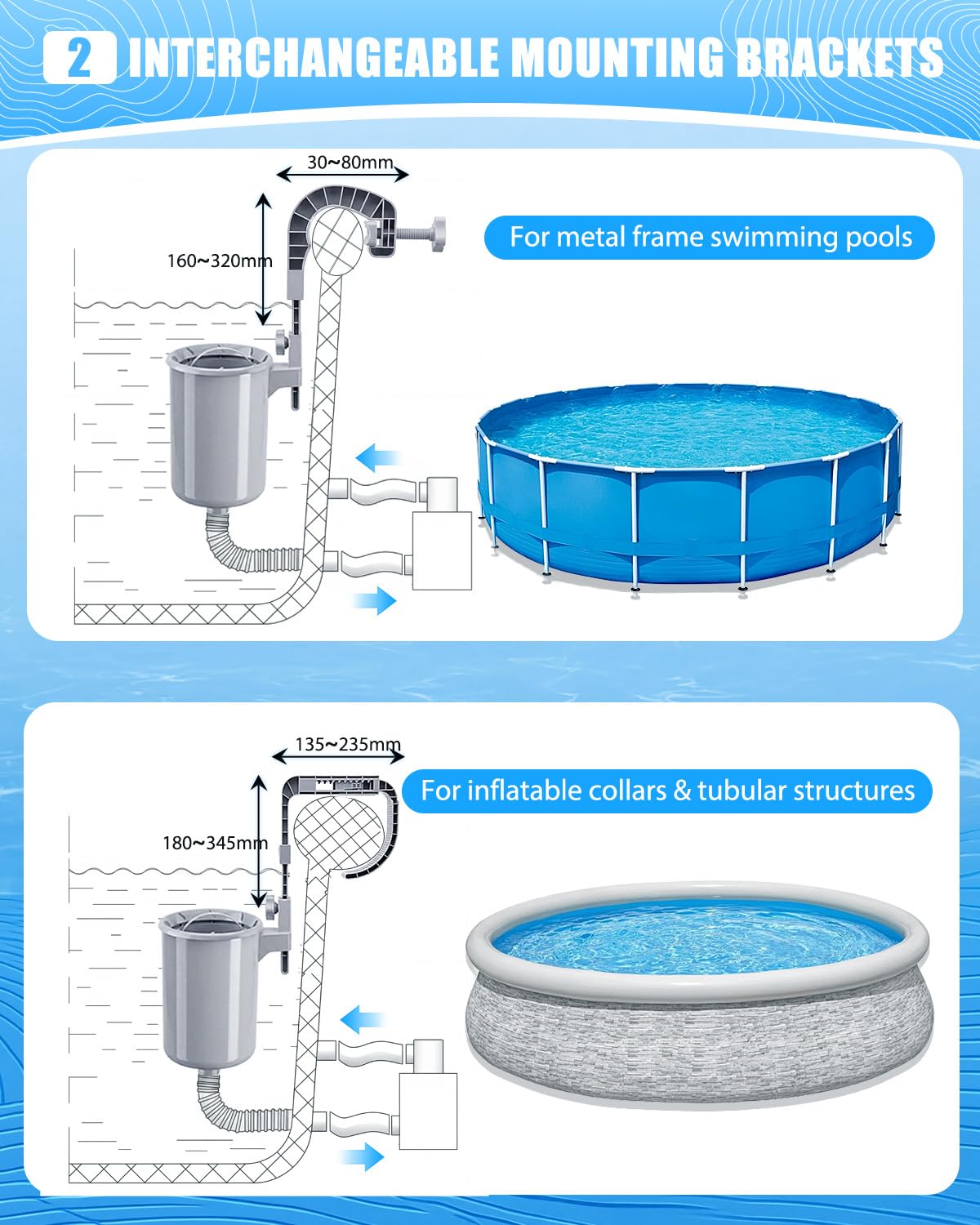 Juecity Pool Skimmer, Above Ground Pool Skimmer with 10 Pcs Skimmers Socks, Floating Pools Surface Skimmers Basket, Wall Mount Pools Maintenance Accessories for Inflatable and Metal Frames