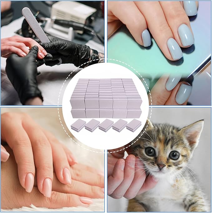 Nail Buffers (100 Pack), Mini Buffer Block Nail File for Acrylic Nails and Natural Nails, 100/180 Grit Nail Buffer Block Bulk Buffing Blocks for Nail Buff Professional Manicure File Blocks Set Gray