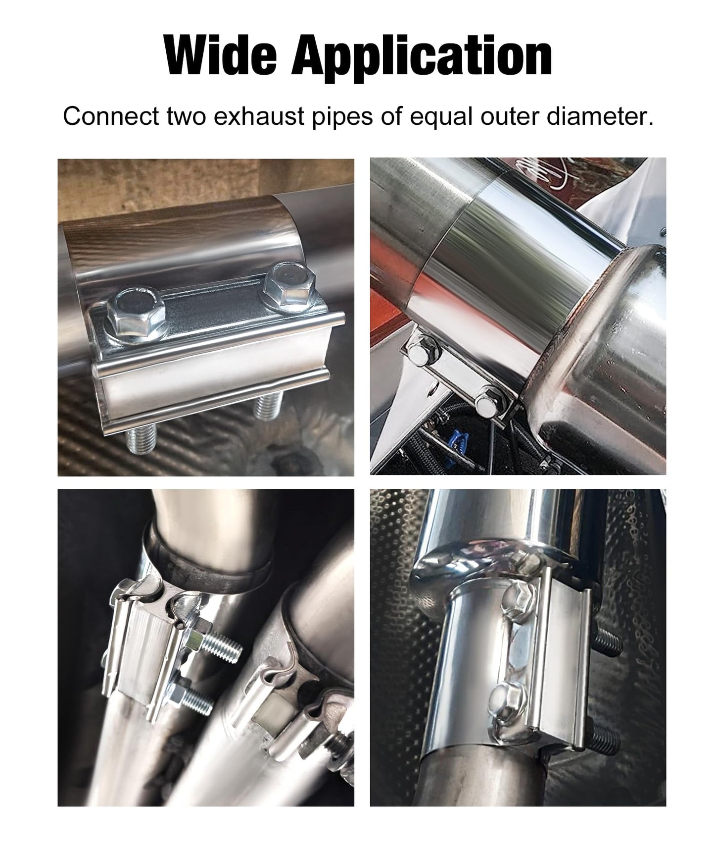 EVIL ENERGY 3.5 Inch Exhaust Clamp, 3 1/2" Butt Joint Band Clamp Sleeve Coupler Stainless Steel for Pipes, Mufflers, Catalytic Converters 2PCS