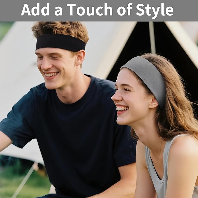 Panleding 12 Pack Sports Headbands for Women, Non-Slip Elastic Soft Hair Bands, Fashion Hair Warp for Workout, Yoga, Running, Fitness (3 Neutral Colors)
