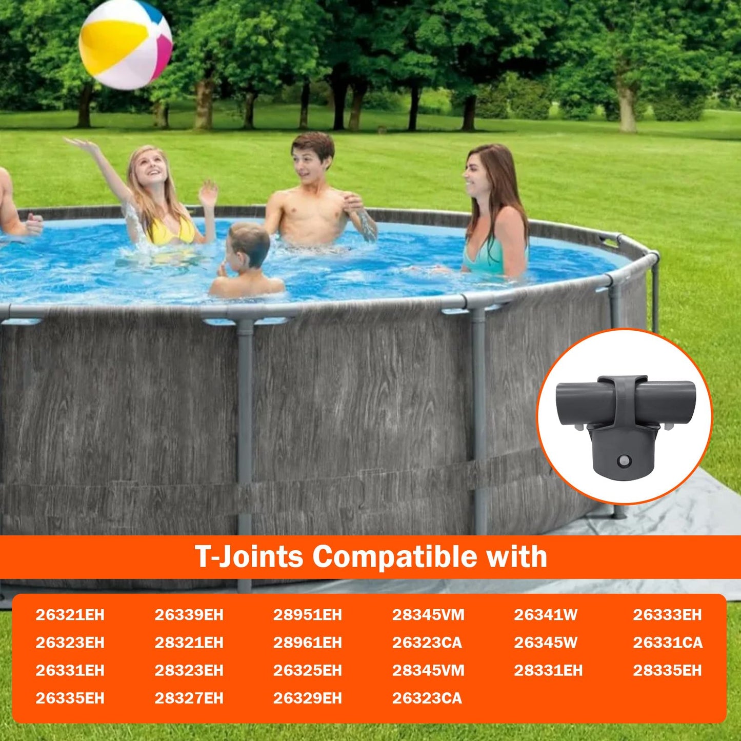 Lomens 12427 T-Joint Fits for Intex 15ft 16ft 18ft 20ft 24ft Above Round Ultra Frame Pool 12427A Leg & Beam T-Joint Replacement Part