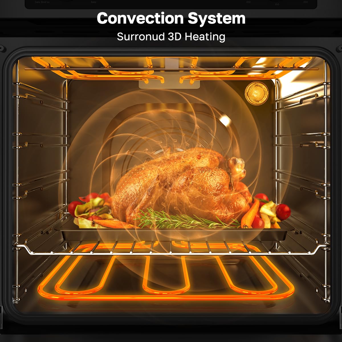 24 Inch Electric Wall Oven, ETL Certified, ThermoMate Built-in Oven with 2.6 Cu.ft Capacity, 9 Working Functions, Sensor Touch Control, Anti-Mistouch Knob, Stainless Steel