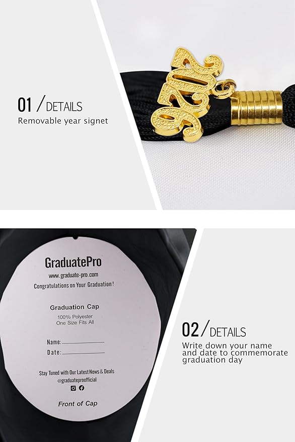 GraduatePro Matte Graduation Cap with 2026 Tassel for Adults High School and Bachelor Master 12 Colors