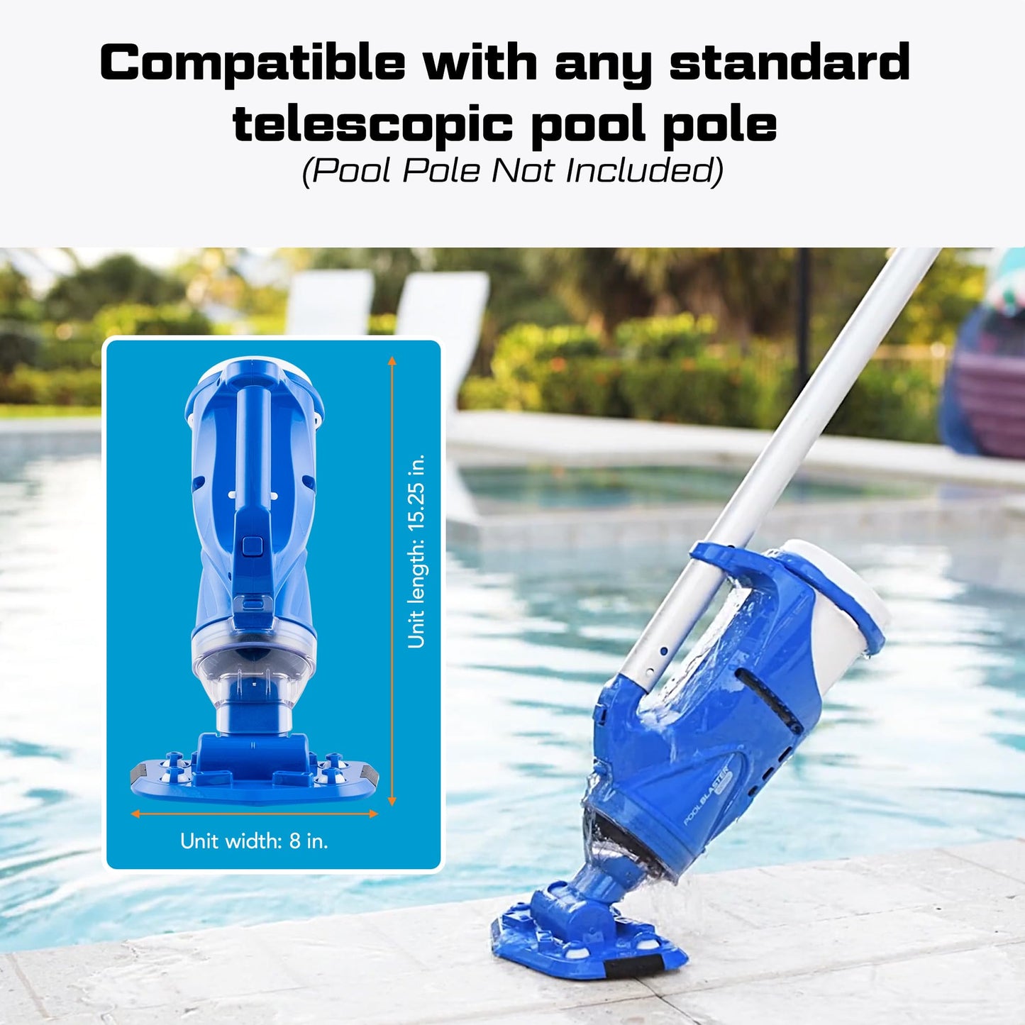 POOL BLASTER Catfish (Gen 2) Cordless Spa & Hot Tub Vacuum, More Power & Capacity, 45 Min Runtime, Spot Cleaning in Small Above Ground Swimming Pools, Rechargeable Spa Vac