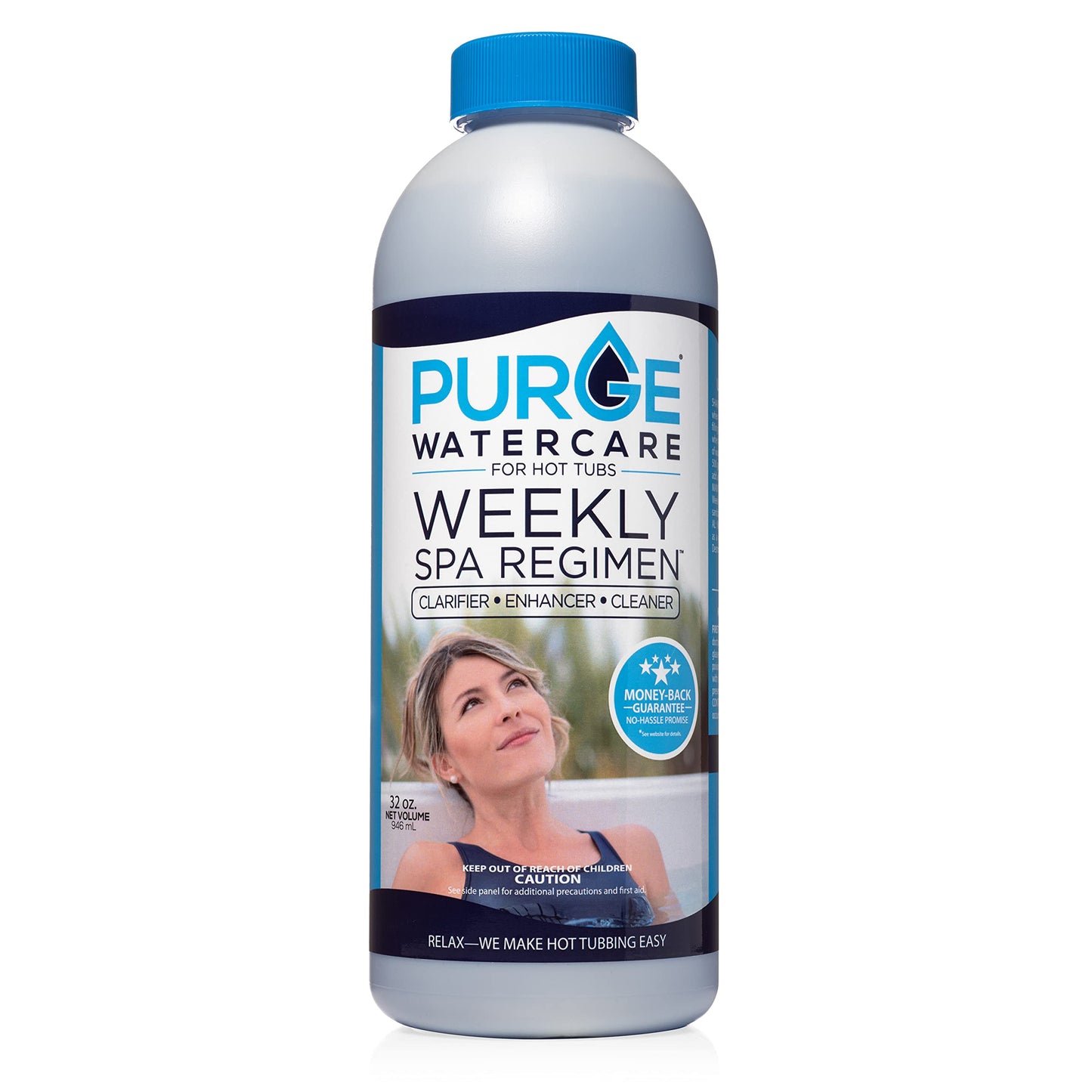 Purge Watercare 3in1 Weekly Hot Tub Cleaner & Cold Plunge Water Treatment - Cleaner, Clarifier, Enhancer - Standard & Inflatable Spa & Cold Plunge - Spa Chemicals Fresh Clean Water - Made in USA 32oz