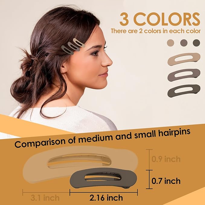Small Flat Hair Clips for Women Lay Down Clips for Thin Hair Accessories 6pack