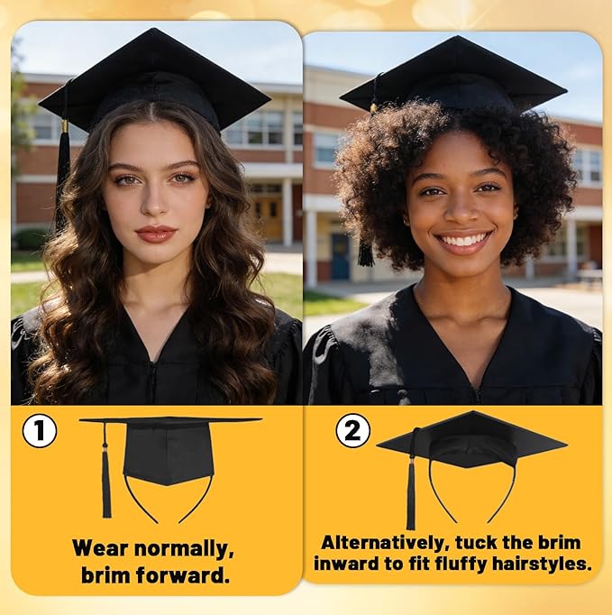 Graduation Cap Headband, Grad Cap Headband for Graduation Insert - Secures Graduation Hat & Keep Hairstyle, Hat Accessories Hairband for Graduates, Students
