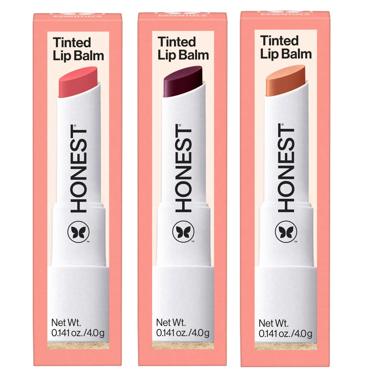 Honest Beauty Moisturizing Vegan Tinted Lip Balm 3-Pack | Antioxidant-rich Acai Extracts + Avocado Oil | Paraben Free + Cruelty Free
