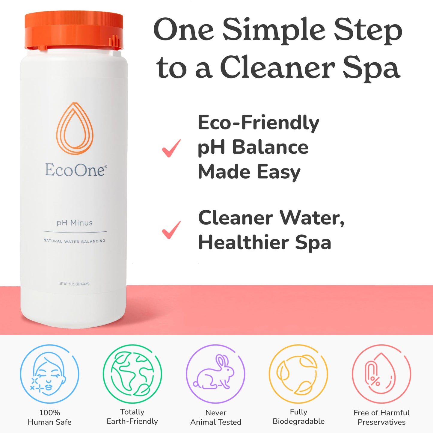 pH Minus by EcoOne | Natural Water Alkalinity Decreaser for Hot Tub & Pool Application | Chlorine-Free, Phosphate-Free Pool Alkaline-level Decreaser | Decreases Alkalaic Levels & Neutralizes pH, 2 Lbs