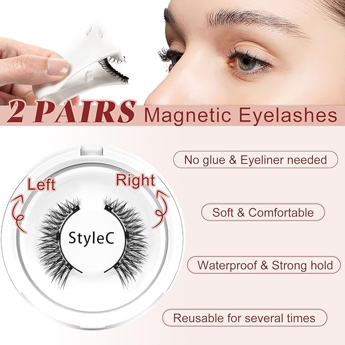 Higu clace Magnetic Eyelashes with Applicator Soft Magnetic Lashes Natural Look Wispy Magnet Lashes Easy to Wear and Remove Ã¯Â¼ÂDJCX-C03Ã¯Â¼Â