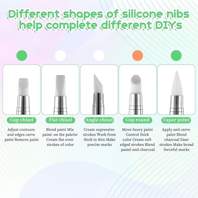 3 Pcs Nail Art Sculpture Pen, Dual Tipped Silicone Nail Tools, Acrylic Nail Art Brushes, Rhinestone Nail Polish Carving Pen, Nail Art Tools for Home Salon (White, Green, Orange)