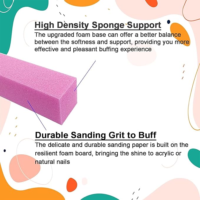 40 Pcs Nail Buffer Block for Acrylic and Natural Nails, 4 Sided Sanding Buffers for Gel Nails Fingernail Shine Buffing Filer Set, Professional Manicure Polisher Buffer Bulk Medium Grit (Multi-Color)