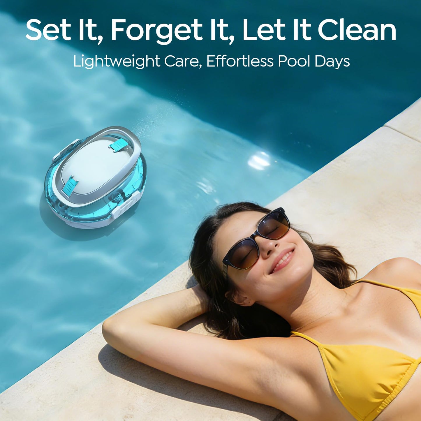 S2 Cordless Robotic Pool Cleaner for Above Ground Pools, Cordless Pool Vacuum, Dual-Layer Filtration, 90-Min Cleaning Cycle, Small-Medium Pool Coverage, Self-Parking (Sky Blue)