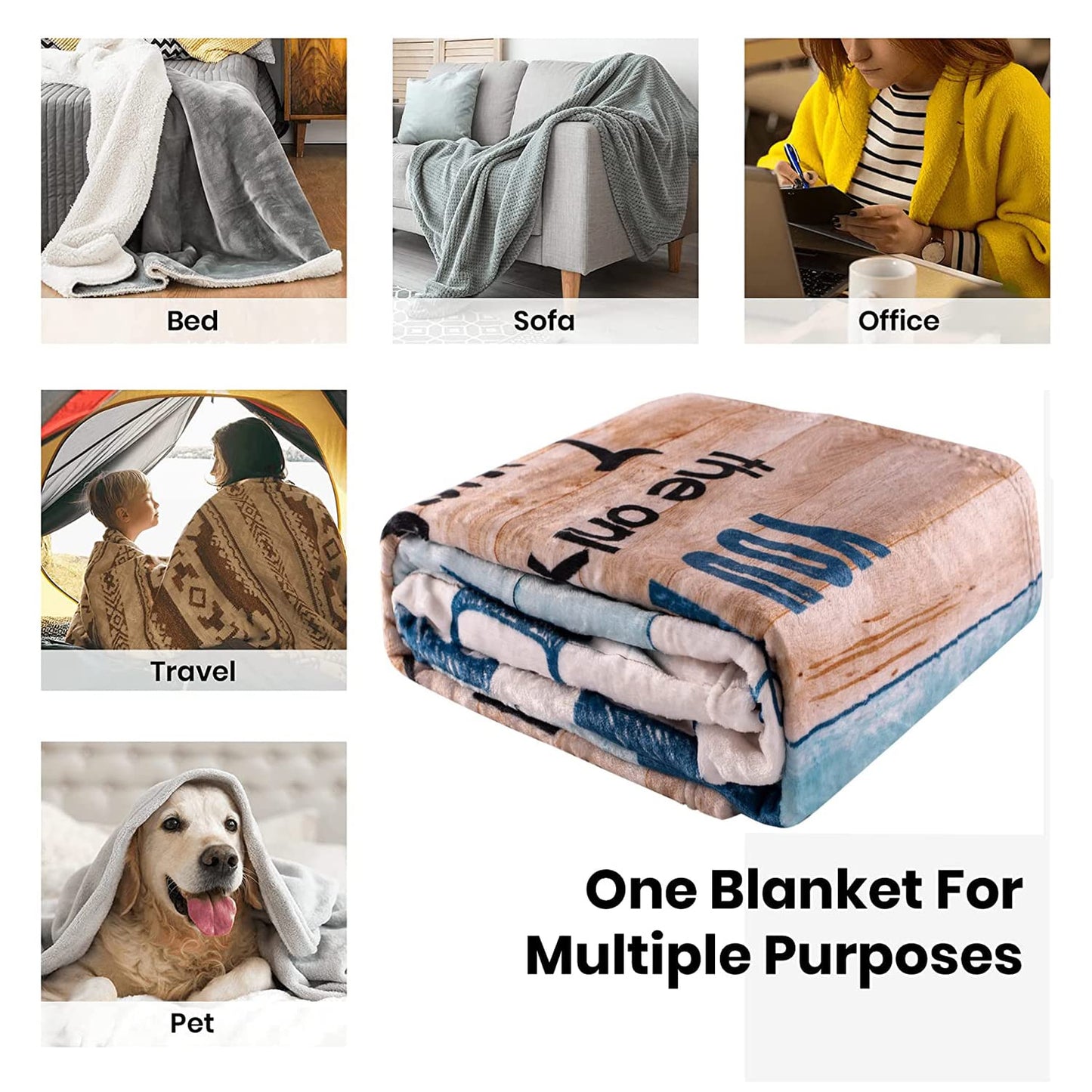 Anniversary Romantic Gift for Wife, Ultra-Soft Micro Fleece Sherpa Throw Blanket, Christmas Day Gifts for Her, Wife Birthday Gifts from Husband, for Bedding Sofa and Travel