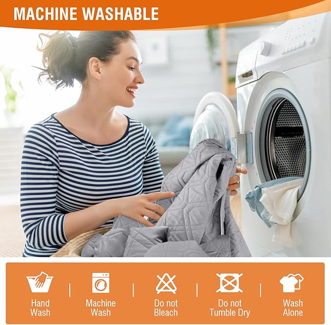 VANSOFY 100% Waterproof Recliner Chair Covers, Recliner Cover Non-Slip Dog Chair Cover Furniture Protector Washable Slipcover with Pocket, Elastic Straps for Pets, Dogs(Light Gray, 22")