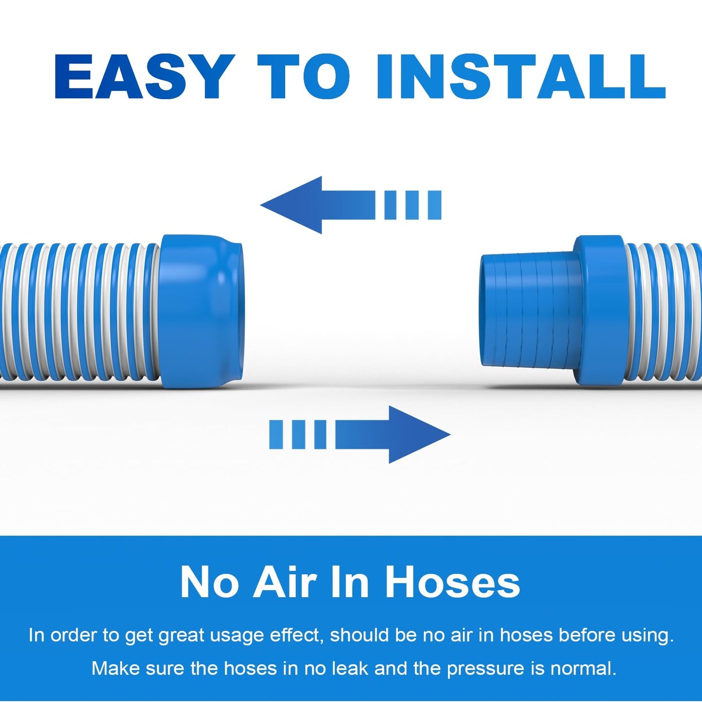 Poolvio Pool Vacuum Hose 26 Feet (8 x 40 Inch), 1.5 Inch Cuffs, Compatible with Most Inground Automatic Cleaners