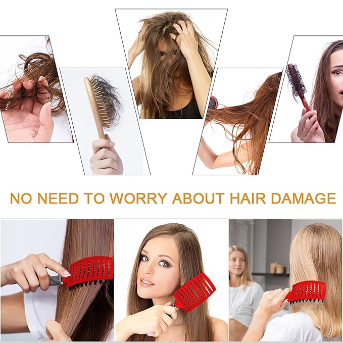 Hairstreaq Detangling Brush, Wet Dry Detangler Hair Brushes, Vented Detangling Brush, Fast Drying Styling Massage Hairbrush for Women & KidsÃ¢ÂÂ Long, Thick, Thin, Curly & Tangled Hair (Gold)