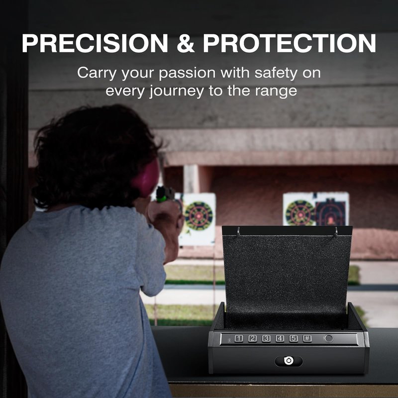 ADIMO Gun Safe, Biometric Gun Safe for Handgun, Pistol Safe, 3 Ways Quick-Access with Fingerprint, Lock or keypad, Handgun Safe for Cloakroom living room Bedroom Nightstand Drawer Bedside and Car