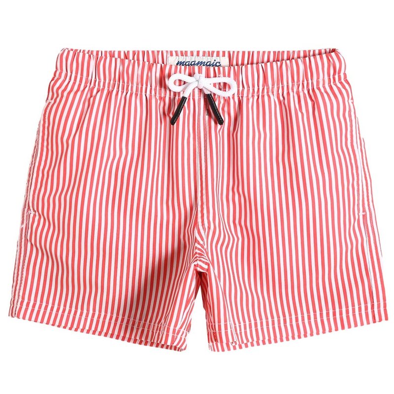 maamgic Boys Swim Trunks Toddler Swim Shorts Little Boys Bathing Suit Swimsuit Toddler Boy Swimwear,Stripe Redwhite,4 T