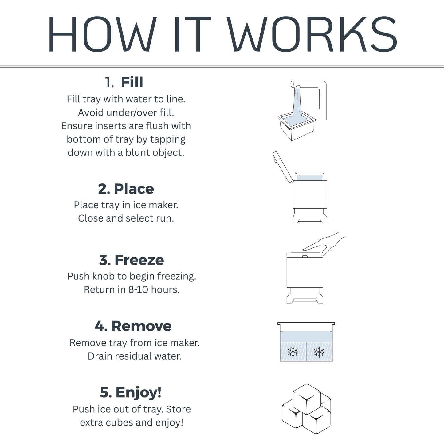 Clear Ice Maker - Makes 4 Large, 2" Crystal Clear Ice Cubes in 8 to 12 Hours - Great for Cocktails, Whiskey & Bourbon - Compact Countertop Ice Maker - Stainless Steel Shell - Reusable Ice Tray