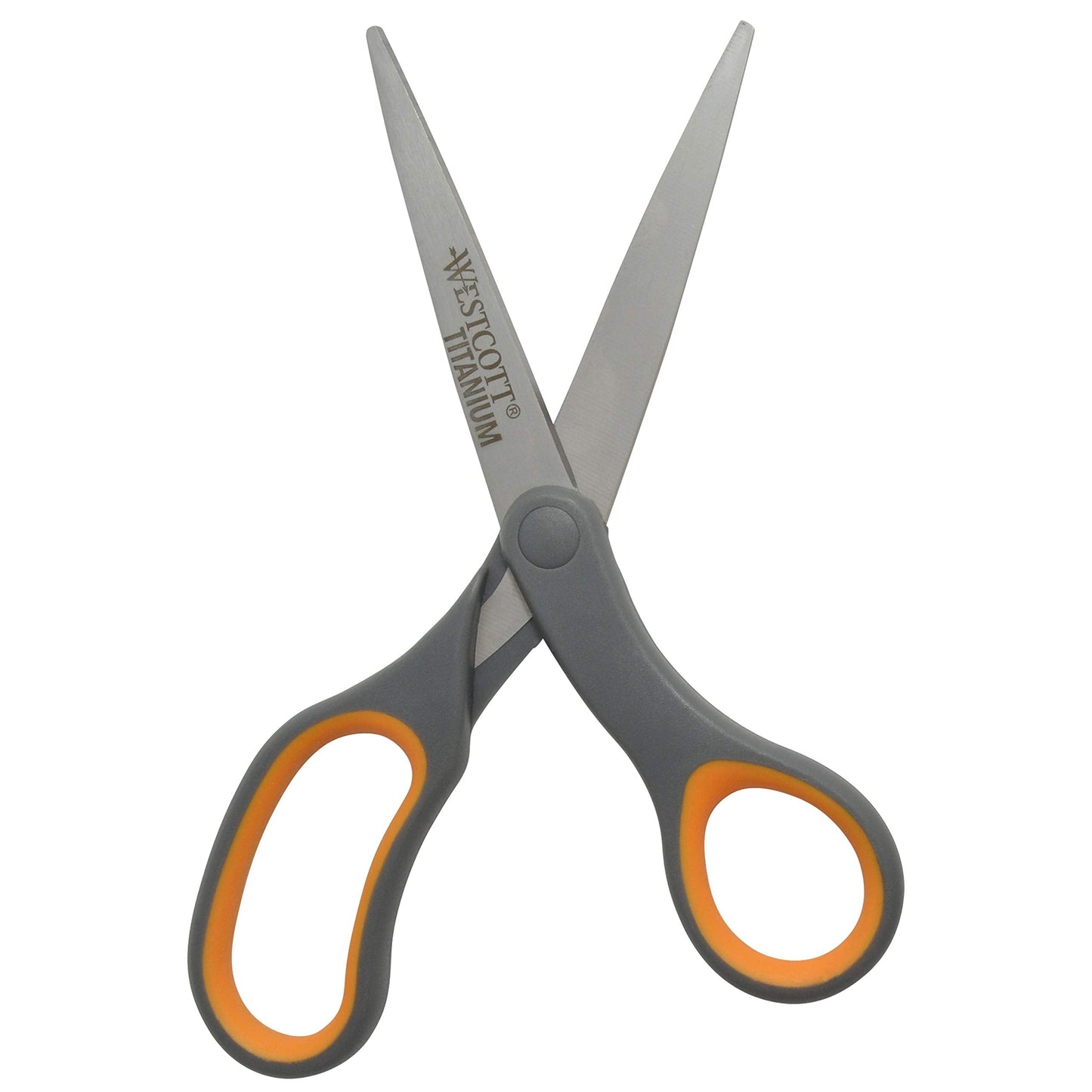 Westcott 8-Inch Titanium Bonded Straight Scissors, Soft Handle, Gray/Yellow, 4-Pack