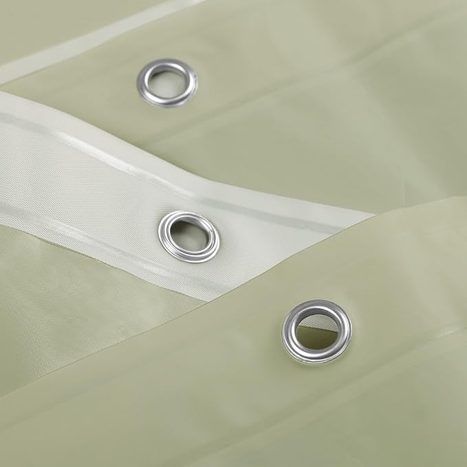 Sage Green Plastic Shower Curtain Liner - Premium PEVA Shower Liner BPA & PVC Free, No Chemical Smell, Lightweight Green Bath Curtain with 3 Magnets for Bathroom, 12 Metal Grommets - Sage