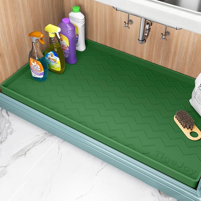 TigeJoy 28" x 19" Under Sink Mats for Kitchen Waterproof, Leak-Proof Silicone Mat Sink Protector and Cabinet Liner, Kitchen Essentials Organizer and Storage, Boot or Shoe Tray, Pet Feeding Mat