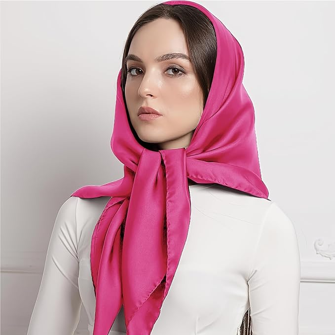 vimate 35" Square Silk Like Head Scarf - Women's Fashion Satin Scarf Bandana for Hair Wrapping at Night.