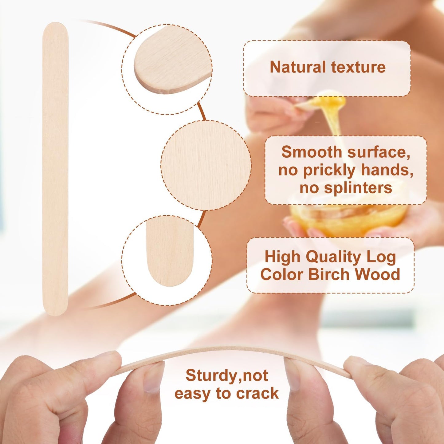VEIDIA 2000 Pcs 4.5" Wooden Craft Sticks, Ice Cream Sticks,Natural Wood Popsicle Stick for Waxing, DIY Wood Crafts, Hair Removal and Waxing Supplies, Paint Stirrer, Art Projects and Ice Pop Sticks