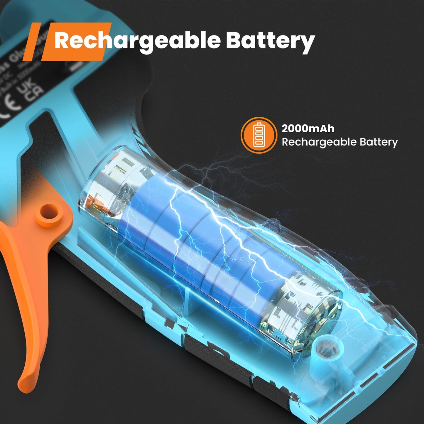 GoGonova Cordless Hot Glue Gun, 15s Fast Preheating with 2Ah Built-in Battery Hot Melt Glue Gun, Smart Power-Off, Kit with 25 Pcs Premium Mini Glue Sticks and USB-C Charging Port