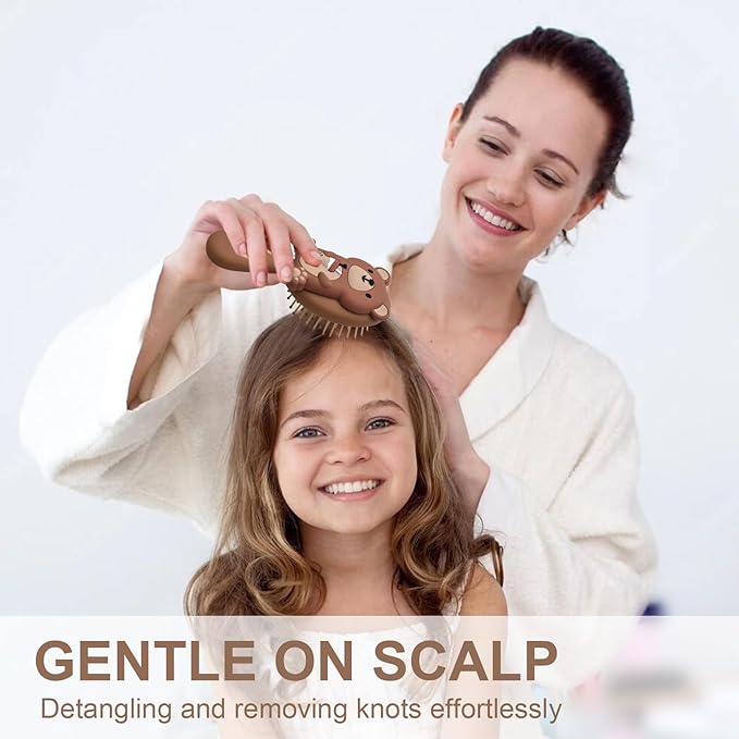 Mini Toddler Hair Brush Detangler Brush Kids Detangling Hairbrush Soft Massage Comb Small Travel Hair Brush for Thick Curly Thin Long ShortÃ¯Â¼ÂBrownÃ¯Â¼Â