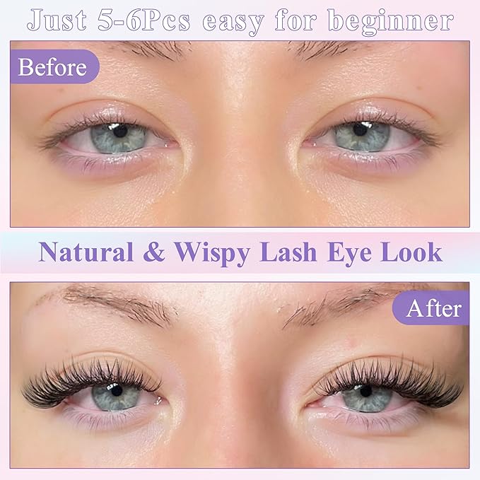 Wispy Lash Clusters Kit Natural Eyelash Clusters Extensions Kit 144pcs Individual Lashes DIY Lash Extension Kit with 10-16mm Lashes Clusters, Lash Bond and Seal,Lash Tweezers by Wtvane