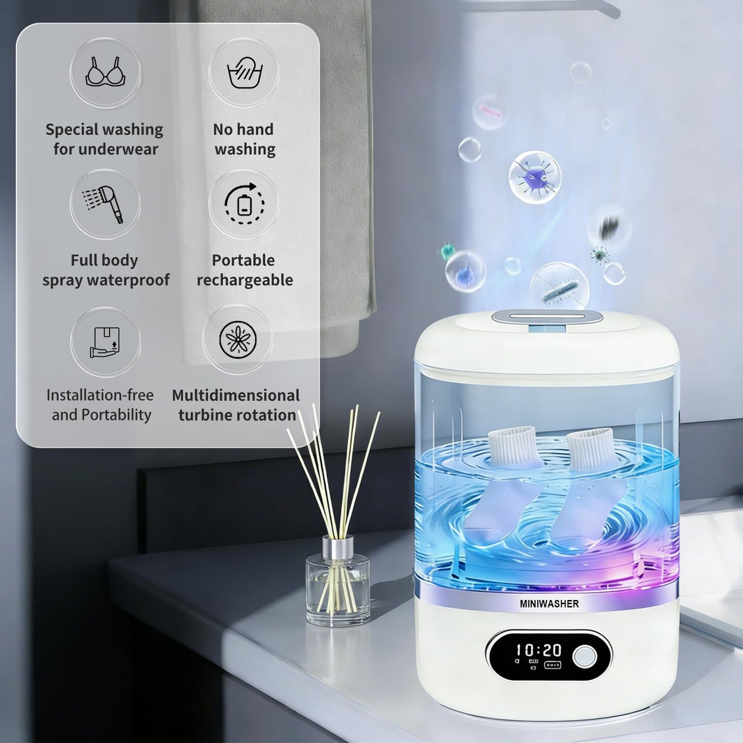 Portable Washing Machine,1L Mini Washer Machine for Towel,Underwear,Socks & Baby Clothes, Small Portable Lavadora for Travel, Home Use and Camping