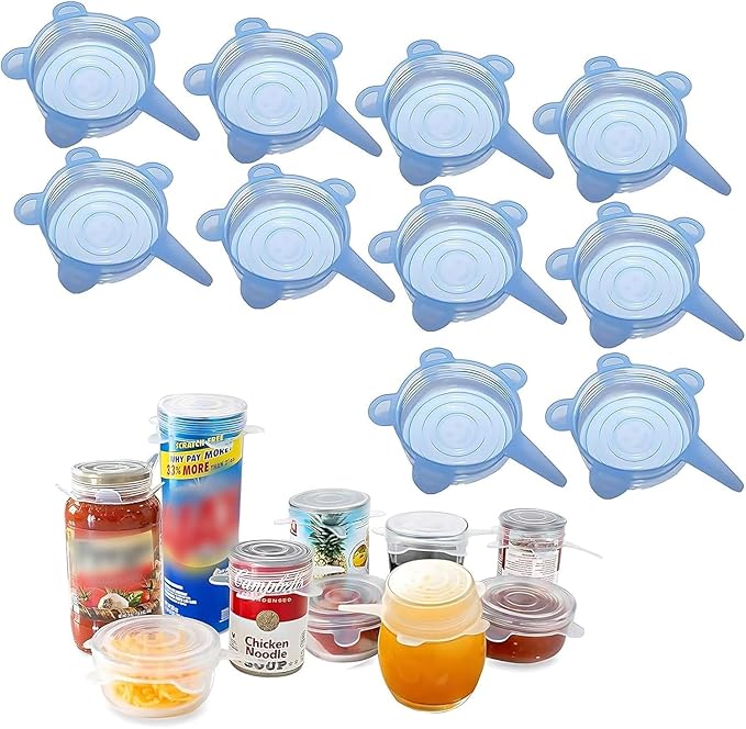 Adpartner Silicone Can Lids (10-Pack of 2.6 inch), Reusable Silicone Stretch Lids for Pet Food Cans, Leakproof BPA-free Seal Can Covers for Soda/Beer Cans, Mugs, Cups, Canned Pet Foods