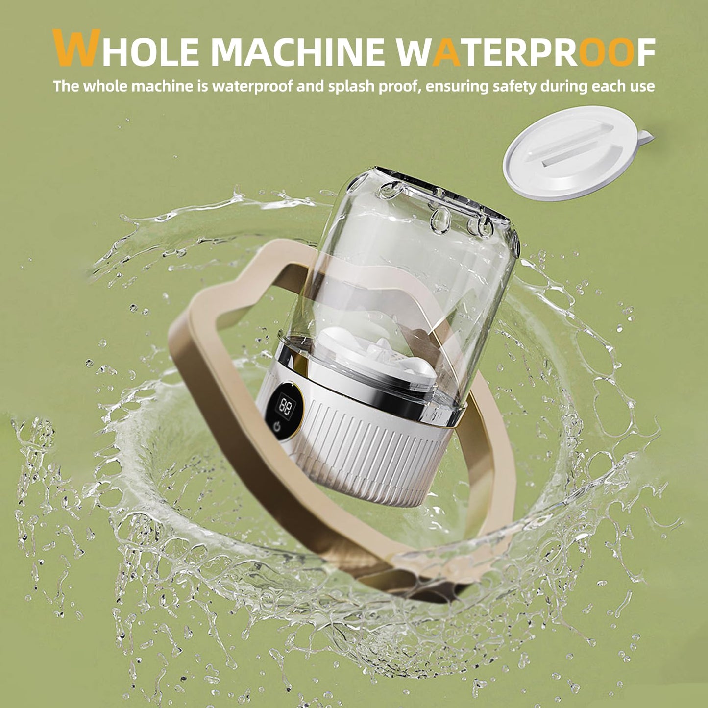 Portable Mini Washing Machine, 1 L underwear washer with Digital Timer Display for underwear, socks, saliva towels, suitable for apartments, hotels, and travel and Fathers Day（Pearl White）