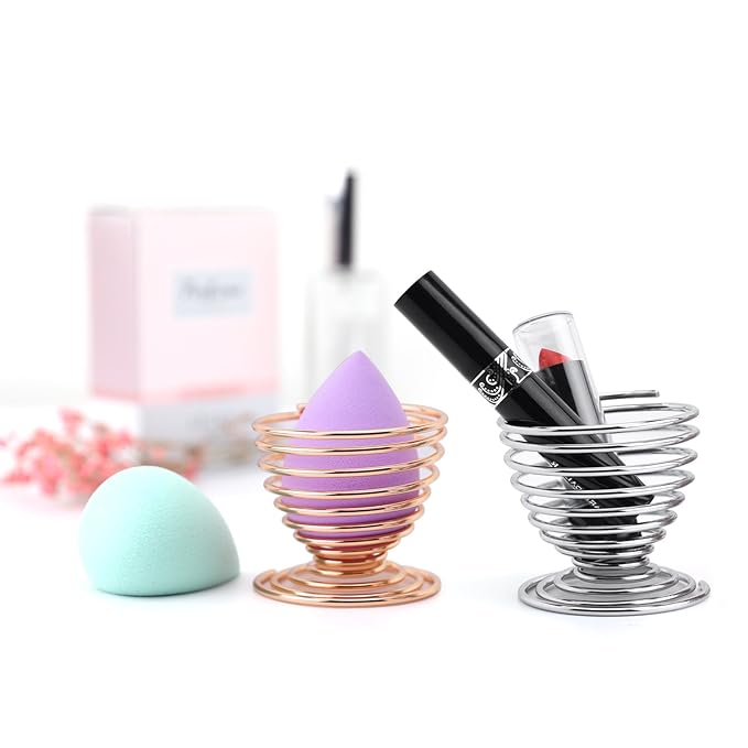 Luxspire Beauty Sponge Blender Holder, Sponge Makeup Blender Holder, Makeup Powder Puff Sponge Holder Beauty Tool Dryer Drying Rack Egg Powder Puff Display Stand - Silver