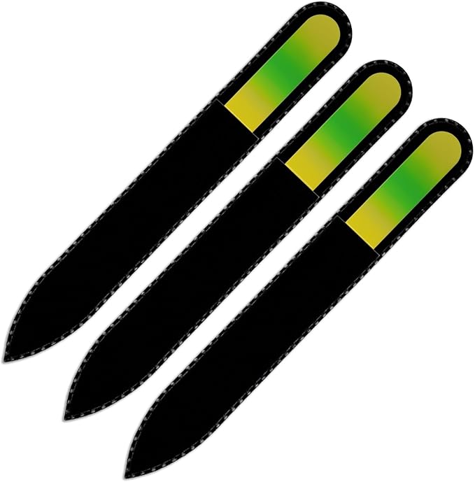 Mont Bleu Rainbow Glass Nail File - Czech Tempered Glass - Handmade in Bohemia, Black Pouch