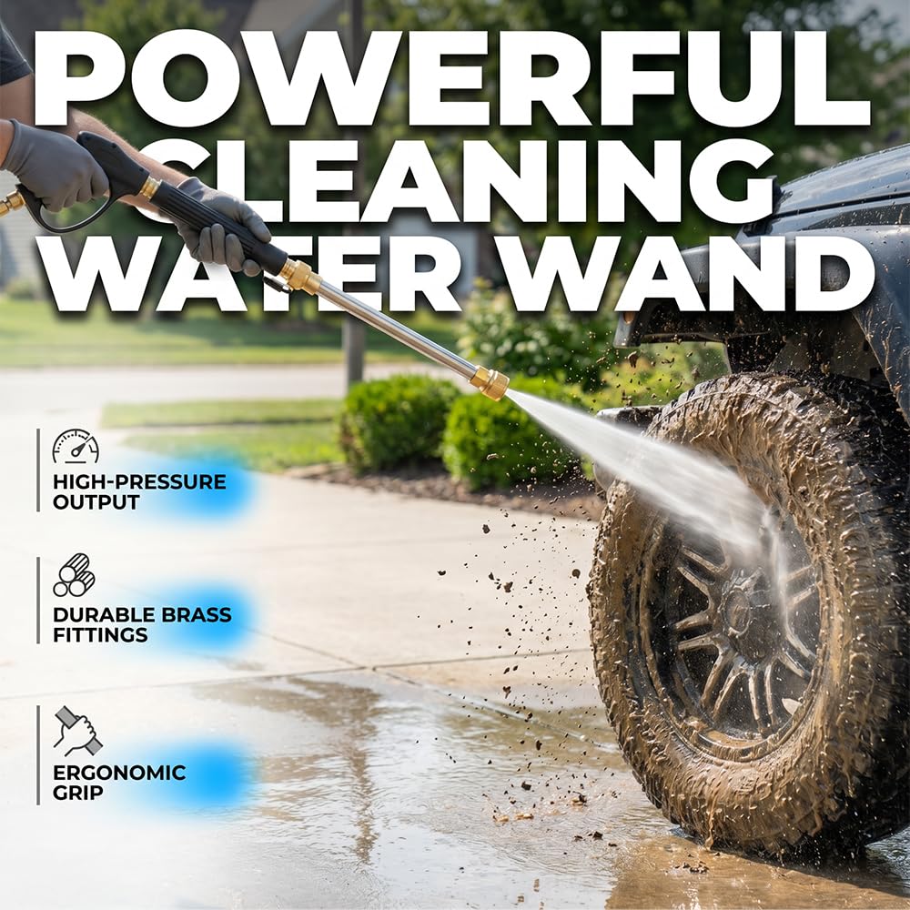 2026 Jet Nozzle Power Washer for Garden Hose, Pressure Washer Wand Attachment with High Pressure Hose Nozzle, Pressure Washers for Car Yard Patio Driveway Outdoor Cleaning (Black)