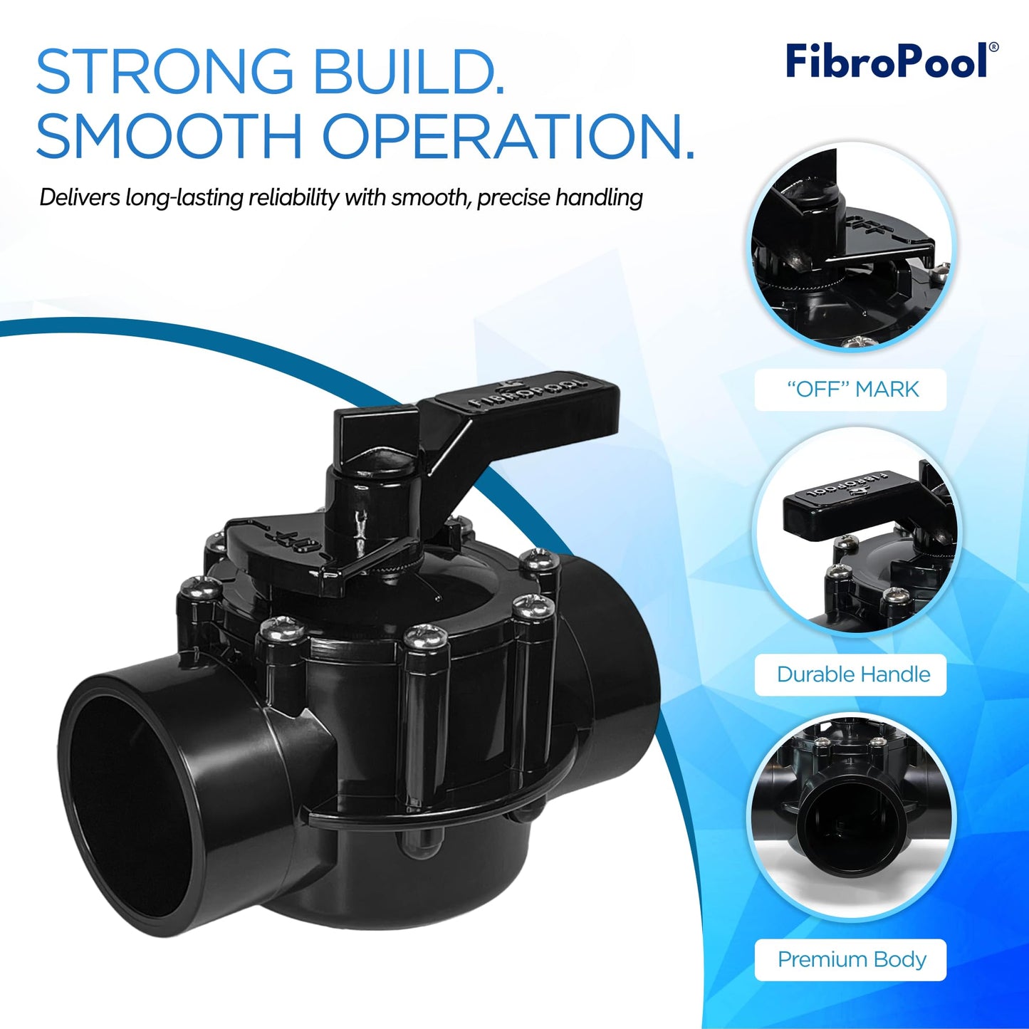 FibroPool 2 in 2-Way Pool Diverter Valve - CPVC Posi-Close Slip - Lubeless PTFE - Heater Salt Generator & Spa - NSF/ANSI 50 Certified