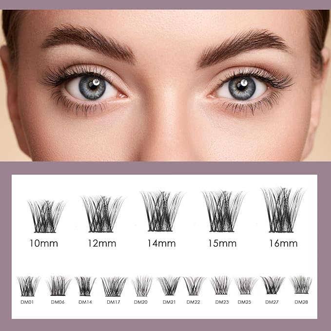 Lash Clusters 144 Pcs Individual Lashes DIY Lash Extensions 10-16mm Length Soft Natural False Eyelashes Thin Band Eyelash Extensions for Makeup at Home - OP01