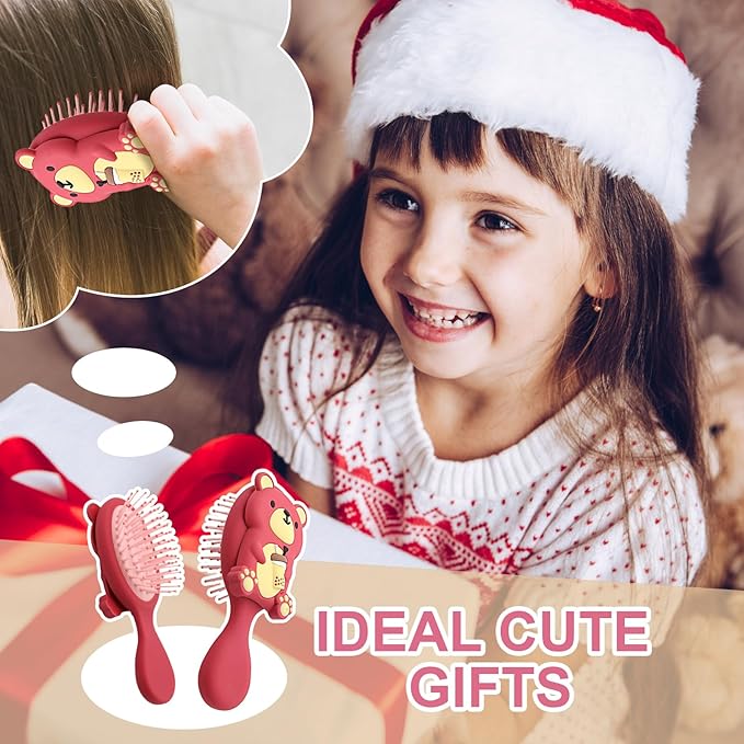Mini Toddler Hair Brush Detangler Brush Kids Detangling Hairbrush Soft Massage Comb Small Travel Hair Brush for Thick Curly Thin Long ShortÃ¯Â¼ÂRedÃ¯Â¼Â