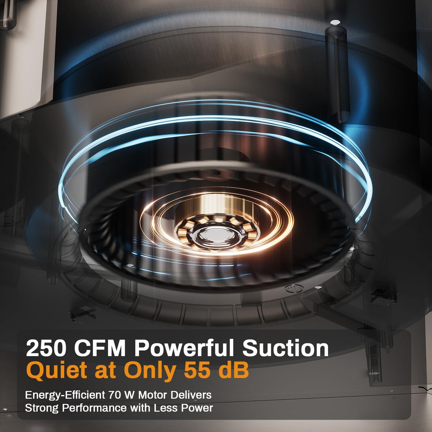 Soonye Under Cabinet Range Hood 36 inch, 250 CFM Exhaust Fan with 3-Speed Control, Stainless Steel, 5-Layers Reusable Aluminum Filter, Convertible Ducted/Ductless, LED Lights and Carbon Filters