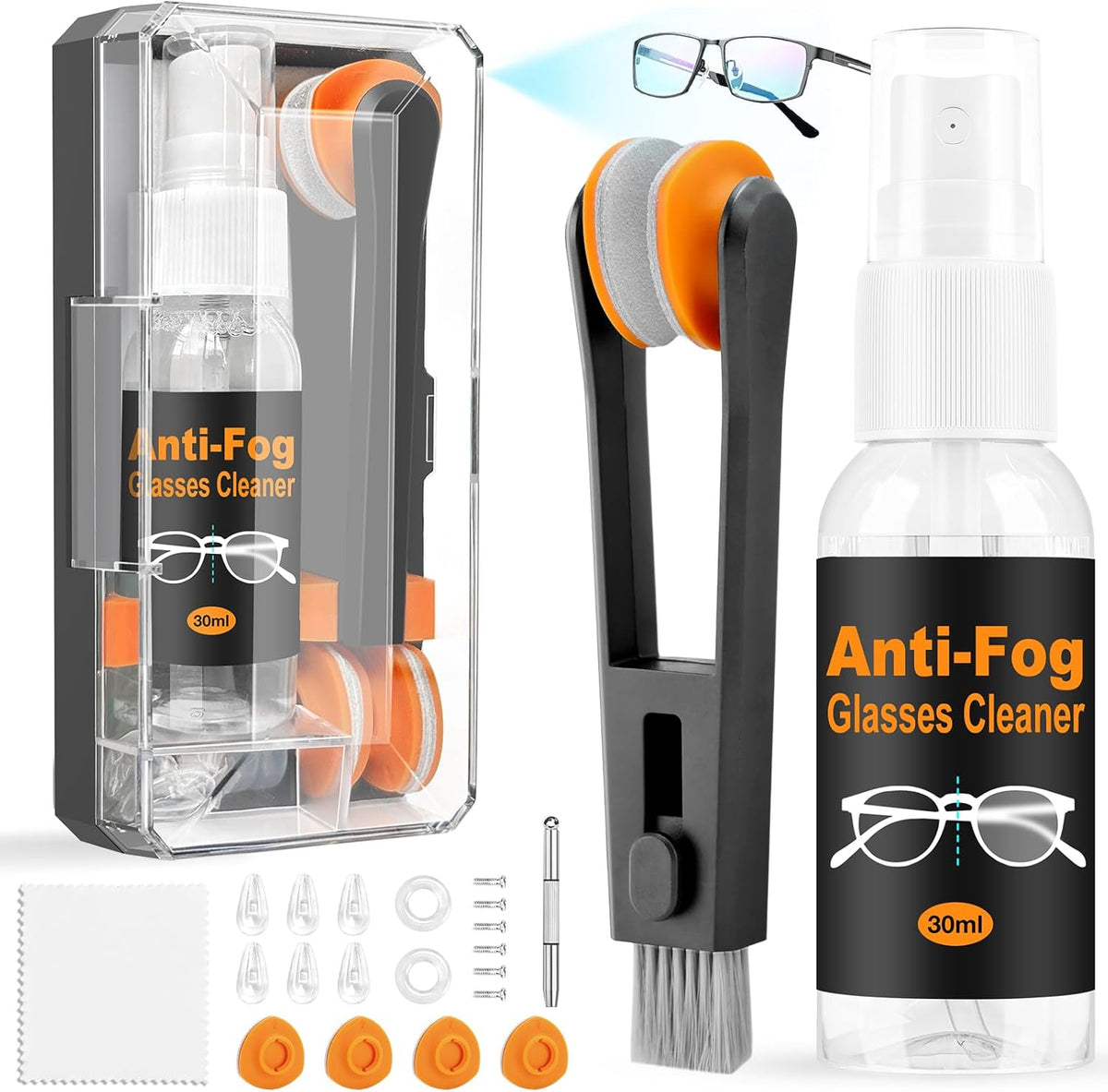 Ordilend Glasses Cleaner Eyeglass Cleaning Kit with 24H Anti Fog Spray for Glasses and Microfiber Cloth, Portable Eyeglass Cleaner Tool Lens Wipes Cleaning kit for Camera Lenses